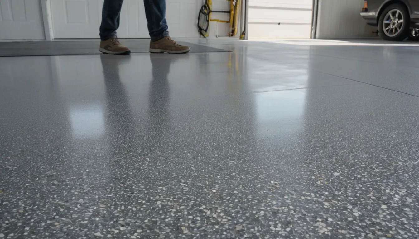 Clean epoxy garage floor with a glossy finish in a home near The Village of Indian Hill