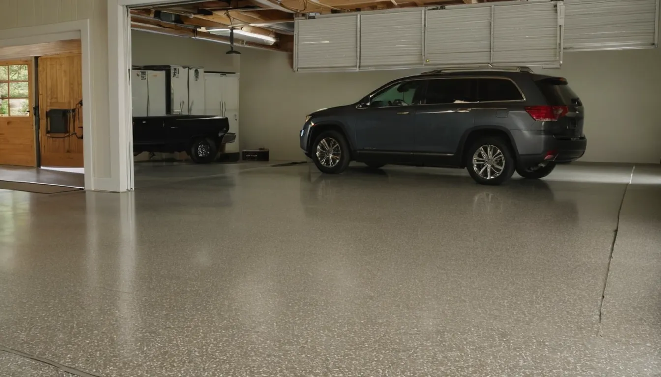 Garage floor with a fresh polyaspartic flake coating in a home near The Village of Indian Hill